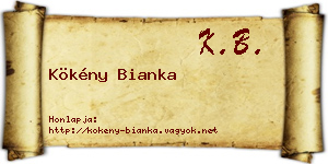 Kökény Bianka névjegykártya