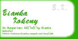 bianka kokeny business card